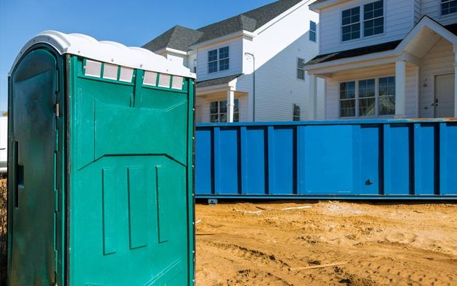 dumpster and portable toilet at a construction site project in Brockton MA